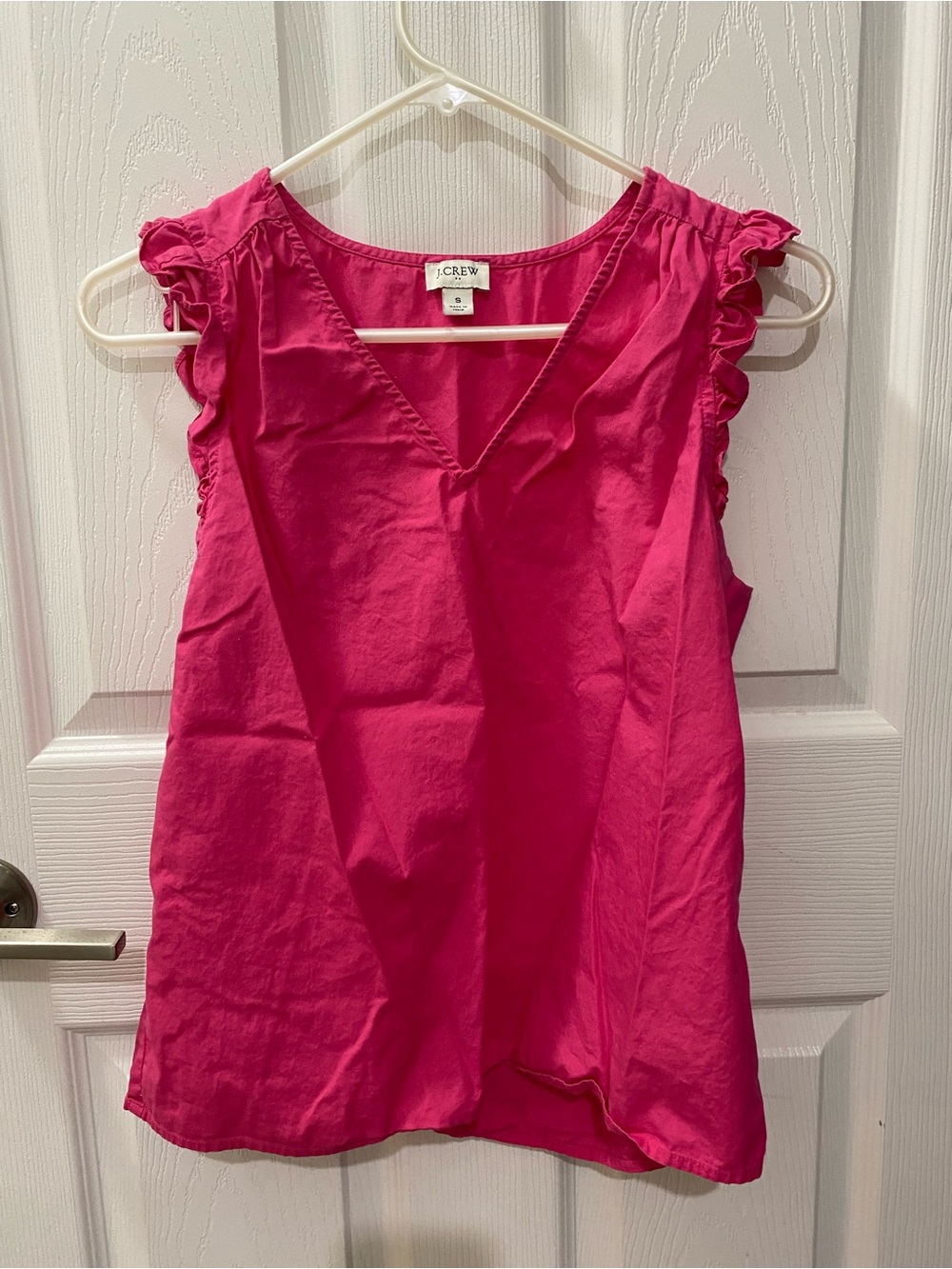 J. Crew Hot Pink Ruffle Sleeve V-Neck Camisole